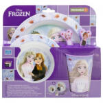 Global Licence Srl Jégvarázs (Frozen) 5 részes mikrózható étkészlet (lapos tányér|mély tányér|villa|kanál|pohár)