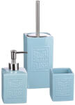 AdTrend Set baie dispenser sapun, pahar periute dinti, perie toaleta ceramica albastra (66377B)
