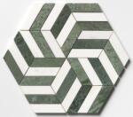 Settimo Mozaic Windmill Waterjet marmura alba Snow White - marmura Verde Tia, 29, 9x34, 52x1 cm (TK005)