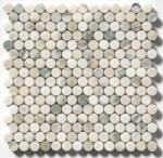 Settimo Mozaic Penny rotund marmura alb-verde Calacatta Green, 29x30x1 cm (TK009)
