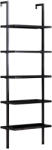 FDY Biblioteca de perete Harvion din metal si MDF, negru, 60x22x200 cm Raft