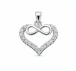 Flippy Pandantiv din Argint 925, Model Inima cu Simbol Infinit, Decor cu Zirconii, Greutate 1 g, Argintiu (06634)
