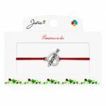 Jolie Martisor tip Bratara cu Pandantiv Metalic, Jolie, Snur Textil Rosu, Model Inima Love, Dimensiune Reglabila, Nod Dublu, Ambalata Individual (165756)