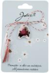 Flippy Martisor Traditional din Acril, Jolie, Model Floare Roz, cu Snur Impletit Alb/Rosu, Pandantiv 2 cm, Rosu/Alb (134847)