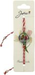 Jolie Martisor Bratara Snur Alb-Rosu, Jolie, Pandantiv Metalic, Model Floare cu 4 Petale (134900)