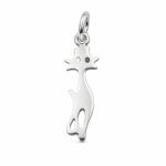 Flippy Pandantiv din Argint 925, Model Pisicuta Conturata, Design Minimalist cu Piatra Decorativa, Greutate 1 g, Argintiu (10006)