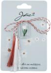 Flippy Martisor Traditional din Acril, Jolie, Model Lalea Alba, cu Snur Impletit Alb/Rosu, Pandantiv 2 cm (134862)