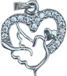 Flippy Pandantiv, Jolie Silver, Argint 925, Model Inima cu Porumbel, 20 x 15 mm, 1.2 g (06024)