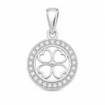 Jolie Silver Pandantiv din Argint 925, Jolie Silver, pentru Dama, Model Trifoi cu Pietre de Zirconiu Cerc, 1 x 1 cm, 1 g, Argintiu (126072)