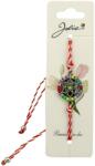 Jolie Martisor Bratara Snur Alb-Rosu, Jolie, Pandantiv Metalic, Model Floare Colorata (134897)