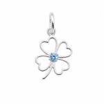 Flippy Pandantiv din Argint 925, Jolie Silver, Model Trifoi cu Piatra Albastra Centrala, Design Conturat, Greutate 0.7 g, Argintiu (05130)