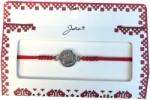 Jolie Martisor tip Bratara cu Pandantiv Metalic, Jolie, cu Snur Textil Rosu Impletit, Model Fata Zambitoare, Dimensiune Reglabila, Ambalata Individual (165742)
