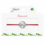 Jolie Martisor tip Bratara cu Pandantiv Metalic, Jolie, Snur Textil Rosu, Model Floare Cerc, Dimensiune Reglabila, Nod Dublu, Ambalata Individual (165760)