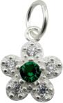 Jolie Silver Pandantiv din Argint 925, Jolie Silver, pentru Dama, Model Floare Cu Pietre de Zirconiu Cubic, 1 x 1 cm, 0.9 g, Argintiu/Verde Smarald (125538)