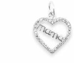 Jolie Silver Pandantiv din Argint 925, Jolie Silver, pentru Dama, Model Mama in Inima cu Pietre de Zirconiu Cubic, 1.2 g, 2 x 1 cm, Argintiu (125962)
