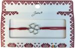 Jolie Martisor tip Bratara cu Pandantiv Metalic, Jolie, cu Snur Textil Rosu Impletit, Model Trifoi cu Patru Foi, Dimensiune Reglabila, Ambalata Individual (165739)
