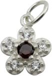 Jolie Silver Pandantiv din Argint 925, Jolie Silver, pentru Dama, Model Floare Cu Pietre de Zirconiu Cubic, 1 x 1 cm, 0.8 g, Argintiu/Rosu (125543)