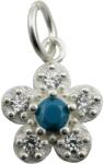 Jolie Silver Pandantiv din Argint 925, Jolie Silver, pentru Dama, Model Floare Cu Pietre de Zirconiu Cubic, 1 x 1 cm, 0.9 g, Argintiu/Blue (125542)