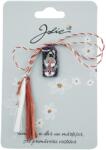 Flippy Martisor Traditional din Acril, Jolie, Model Orhidee, cu Snur Impletit Alb/Rosu, Pandantiv 2 cm, Albastru/Alb (134845)