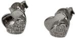 Flippy Cercei Tip Stud din Argint 925, Jolie Silver, Model Inimă Dublă cu Zirconii Albe, Finisaj Lucios, 1, 2 g, Argintiu (13329)