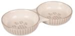 Flamingo CASTRON DUBLU DIN CERAMICA PENTRU PISICI FLAMINGO MYLO ALB-CREM 2x11CMx145ML