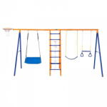 VivaTechnix Leagan pentru copii, 6 in 1, scara, cos baschet, cadru otel A, max 200 kg, demontabil, 2040 x 4200 x 1780 mm (AXQQTZ4RW000I4JXOV0) Balansoar bebelusi
