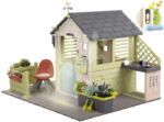 Smoby Căsuță cu bucătărie pe pardosea Jolie Playhouse Life Smoby extensibilă cu 3 ferestre și 2 jaluzele cu filtru UV, de la 24 luni (SM810312-F) Casuta pentru copii