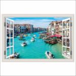 MÉDIA Öntapadós és mosható fotótapéta Velencei ablak, Canal Grande, hajók, 135 x 90 cm (FOTOTAP15618)