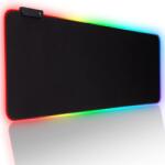 Velixo Velixo® Nagy Gumi Egérpad, Játékhoz, Irodához, RGB LED Megvilágítással, Csúszásmentes, Szakadásálló Varrással, Vízálló, Világtérkép Mintával, USB Kábel Tartalmazza, 80 x 30cm, Fekete (ED496)
