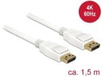 Delock DisplayPort kábel - 4K 60Hz - 1, 5m - Fehér (85509)
