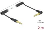 Delock Hajlított csavartkábel 6, 35 mm 2 tűs mono jack apa - mono jack apa 2 m, fekete (85939) - pepita