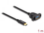 Delock SuperSpeed USB 10 Gbps (USB 3.2 Gen 2) USB Type-C kábel apa A-típusú USB anya 1 m panel-csatlakozójú fekete (87826) - pepita