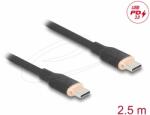 Delock USB 2.0 kábel USB Type-C dugó - dugó PD 3.0 60 W 2, 5 m fekete Szilikon (81239) - pepita