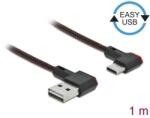 Delock USB2.0-Kabel A-TypC: 1m, schwarz/rot USB kábel USB A Micro-USB B Fekete (85281)