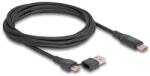Delock USB 2.0 gyorstöltő kábel USB Type-C + USB A-típusú apa - USB Type-C apa PD 3.1 140 W tápjelzővel, 1, 20 m (del88137)