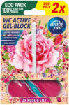 Ambi Pur aktív wc gél block 2x45 g rose & amp; lily
