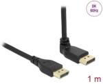 Delock DisplayPort kábel egyenes csatlakozódugóval - csatlakozódugóval 90 ívelt felfelé 8K 60 Hz 1 m retesz nélküli (87143) - pepita