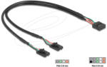 Delock Kábel USB 2.0-s csatlakozóhüvellyel, 2, 54 mm, 10 tű a 2 x USB 2.0-s csatlakozóhüvellyel, 2, 54 mm, 4 tű, 30 cm (DL-84513)