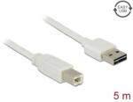 Delock Kábel, EASY-USB 2.0-s A-típusú csatlakozódugó & gt; USB 2.0-s B-típusú csatlakozódugó, 5 m, fehér (85155)