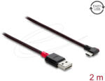 Delock EASY-USB 2.0 kábel A-típusú csatlakozódugó - USB Type-C csatlakozódugó, ívelt bal / jobb, 2 m, fekete