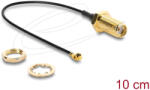 Delock Antenna kábel SMA anya válaszfali csatlakozóval apa I-PEX Inc. , MHF I -dugó 1.13 10 cm menethossz 10 mm