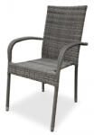  Kerti szék, Margarita, szürke, 94 x 64 x 56 cm, acélvázas, szintetikus rattan fonat, komplett szállítással (3EXN0029)