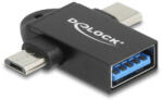 Delock Adapter USB 10 Gbps 2 az 1-ben A-típusú USB anya - USB Type-C apa + Mikro-B USB apa OTG