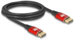 Delock DisplayPort kábel 8K 60 Hz 2 m piros fém