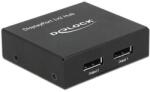 Delock 87691 DC5V + Displayport anya - 2 x Displayport apa 4K Elosztó - Fekete (87691) (87691)