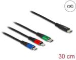 Delock 30 cm hosszú, USB töltő kábel 3 az 1 USB Type-C apa Lightning -, Micro USB- és USB Type-C csatlakozáshoz (86820) - pepita