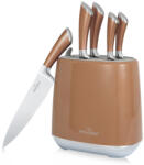 Swiss Haus Set de cutite Swiss Haus SH-KSL6CO, 6 piese, Otel inoxidabil, Manere metalice, Suport, Cupru (SH-KSL6CO)
