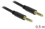 Delock 5 tűs apa-apa sztereó jack kábel 4, 4 mm-es átmérő, 0, 5 m hosszú fekete (85790) - pepita