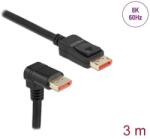 Delock DisplayPort kábel egyenes csatlakozódugóval - csatlakozódugóval 90 ívelt lefelé 8K 60 Hz 3 m (87052) - pepita