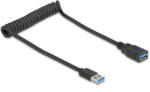 Delock USB 5 Gbps tekercses kábel - A típusú apa és A típusú anya, 0, 4-0, 6 m fekete (90367) - pepita